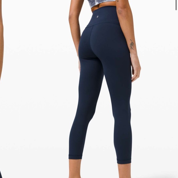Lululemon Wunder Train High Rise Crop Leggings Size 14 True Navy - Picture 1 of 5